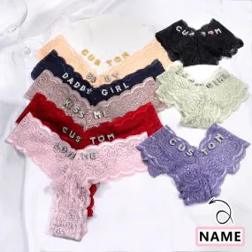 Custom Sexy lace V-string Thong With Crystal Letters For Women DIY Name Bikini Large Underwear Body Jewelry Girsl Birthday Gifts(DHL is not supported)