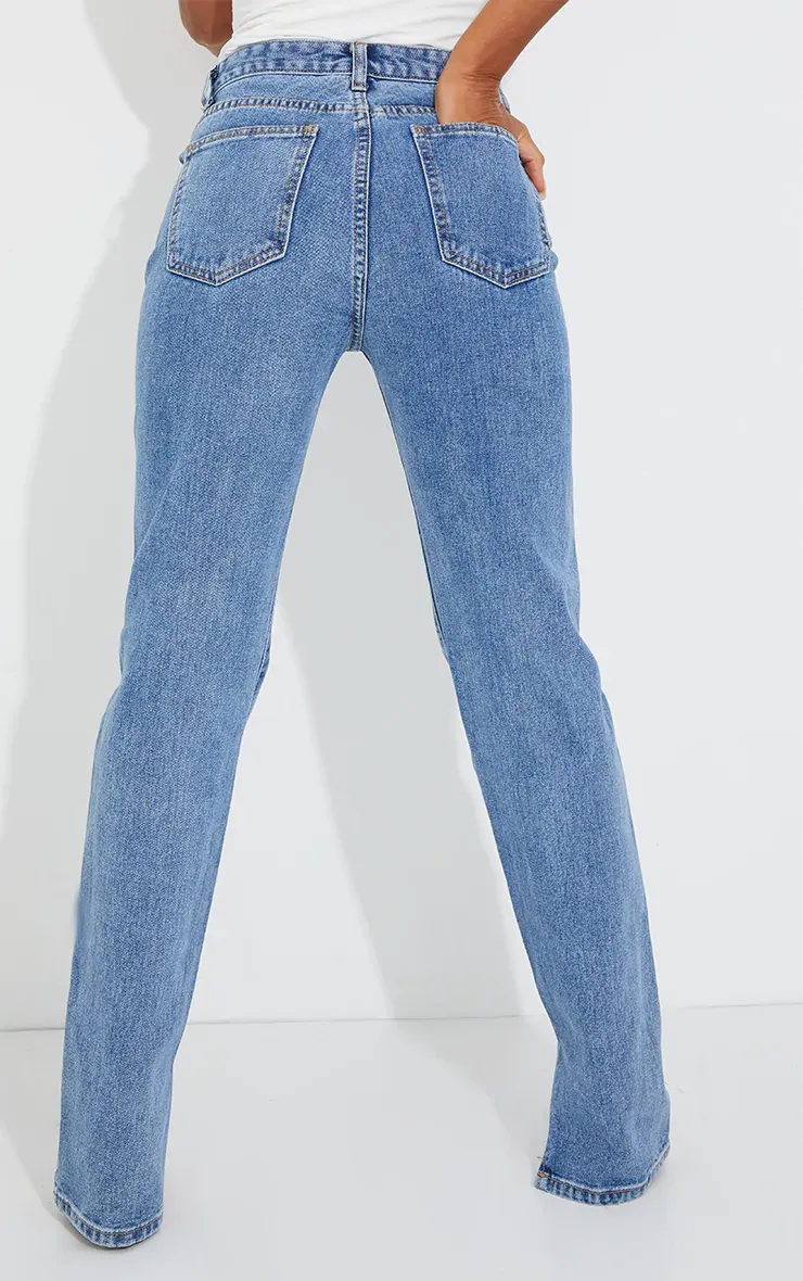 Cut Out High Waist Straight Leg Jeans