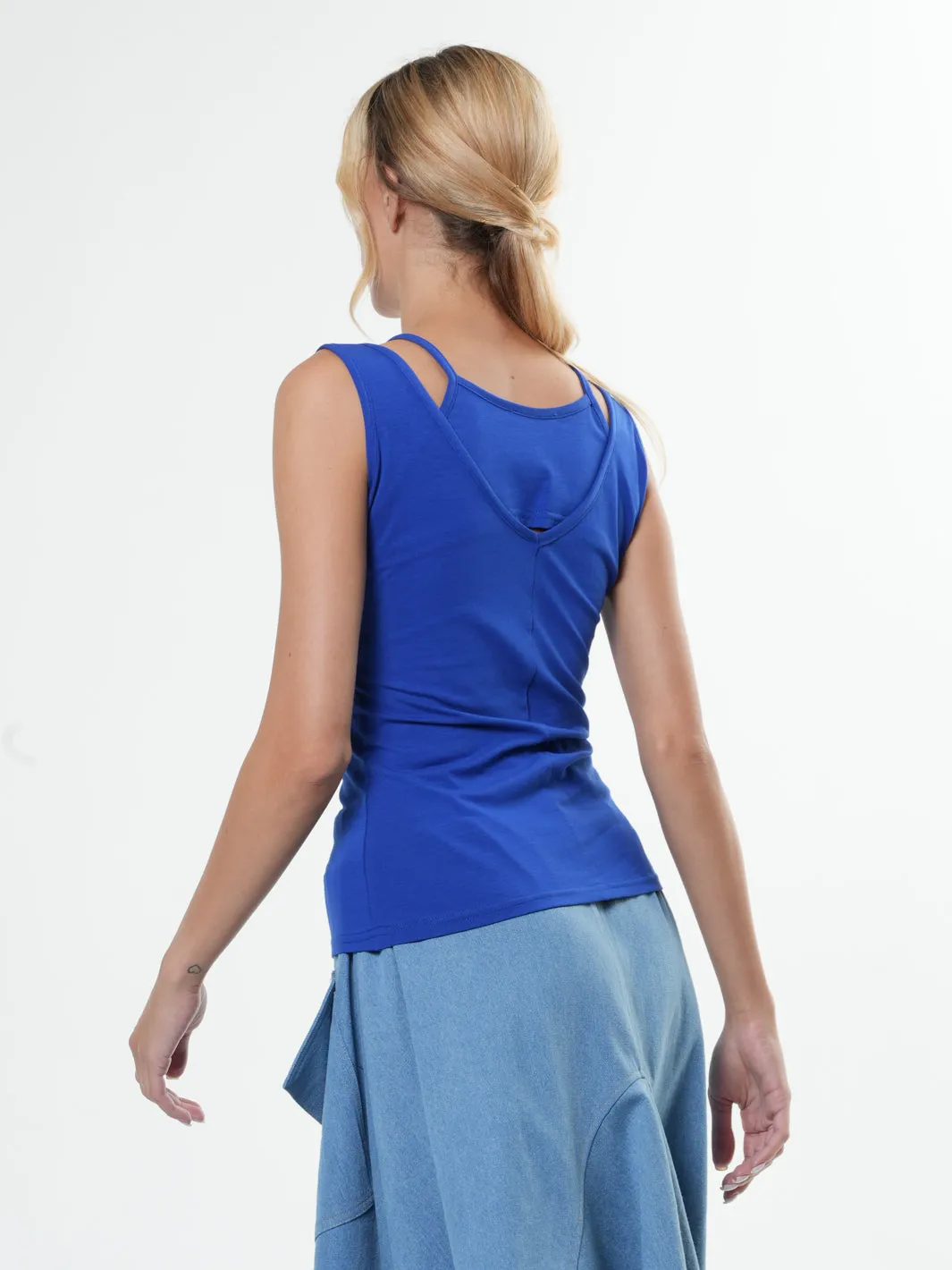 Cutout Tank Top In Blue