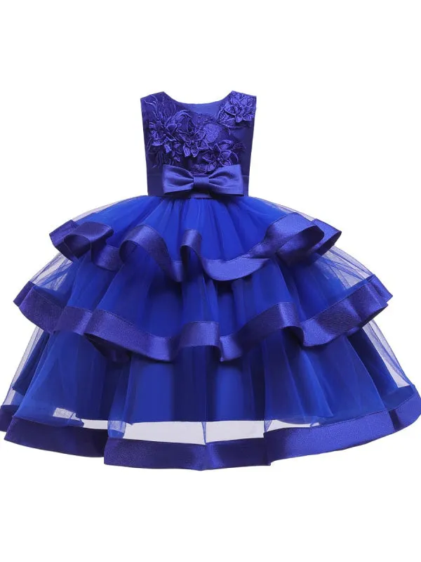 Formal Sleeveless Flower Girl Dresses Princess Silhouette Bows Kids Dresses