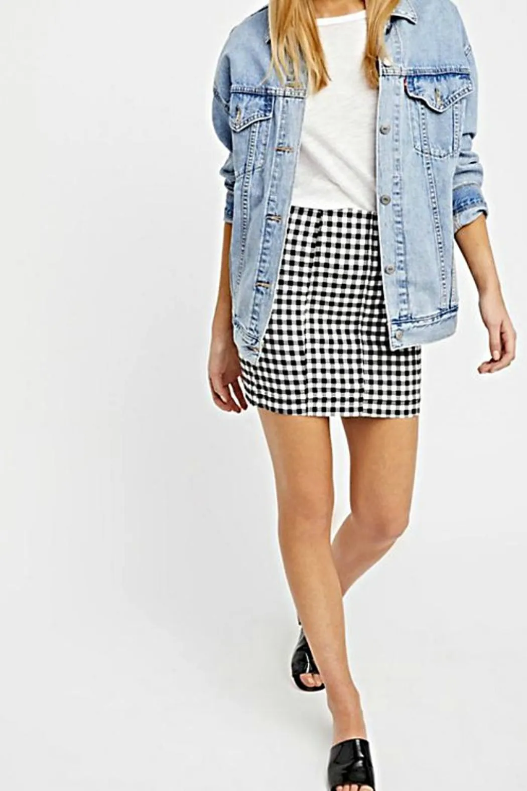 Free People Black Gingham Mini Skirt