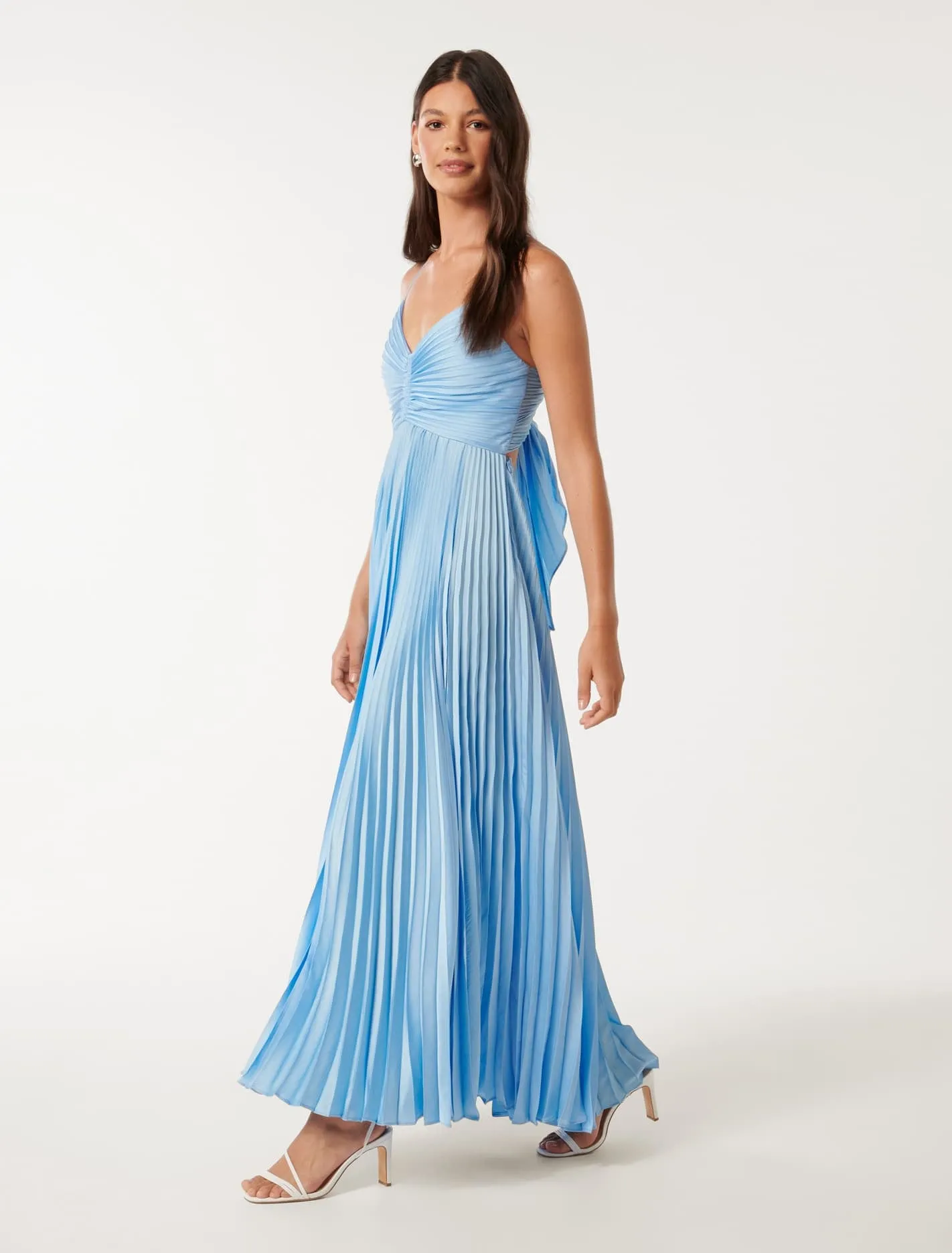 Geri Tie Back Pleated Maxi Dress