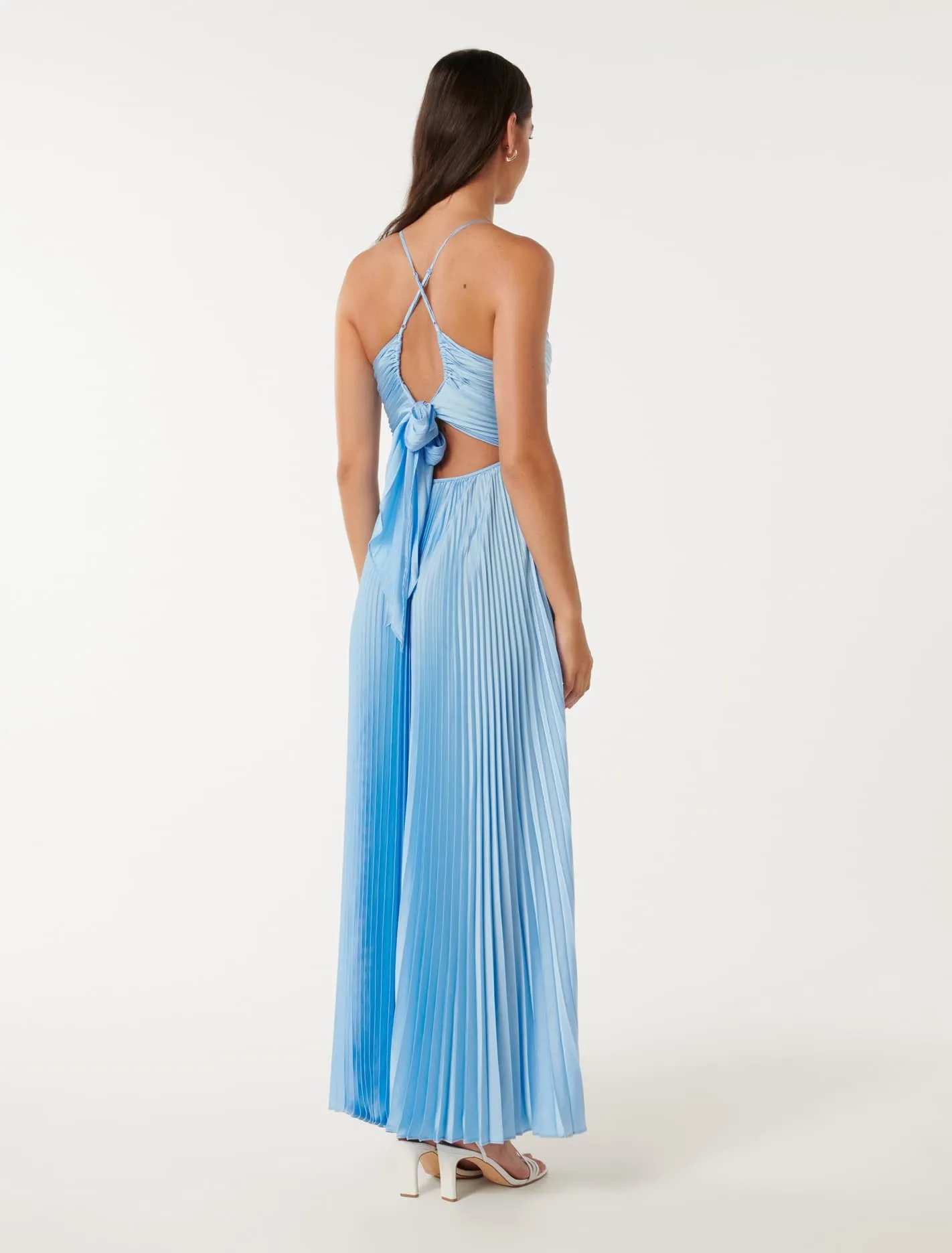 Geri Tie Back Pleated Maxi Dress