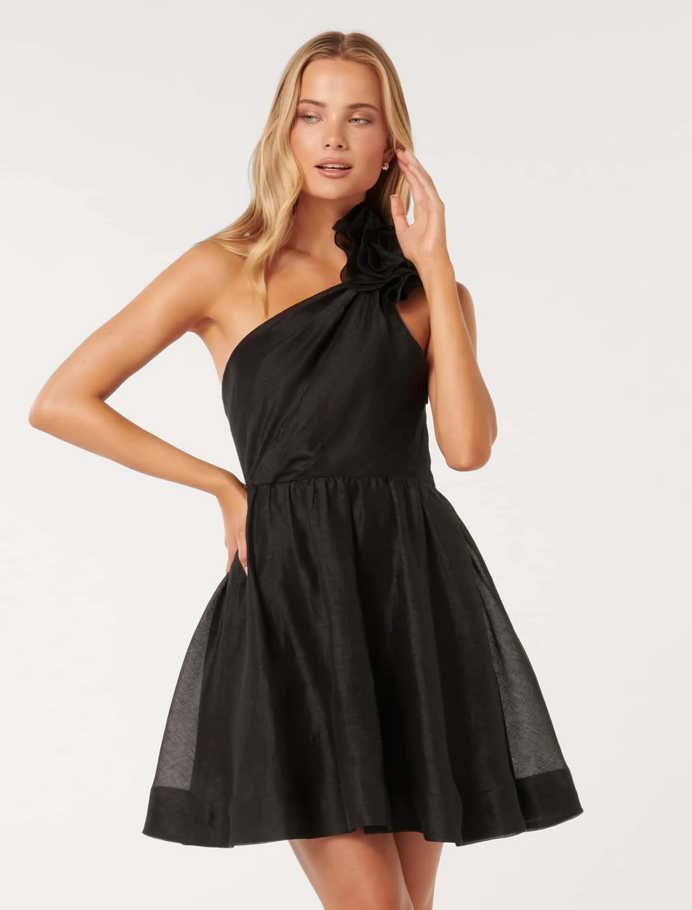 Gigi Silk Rosette Mini Dress