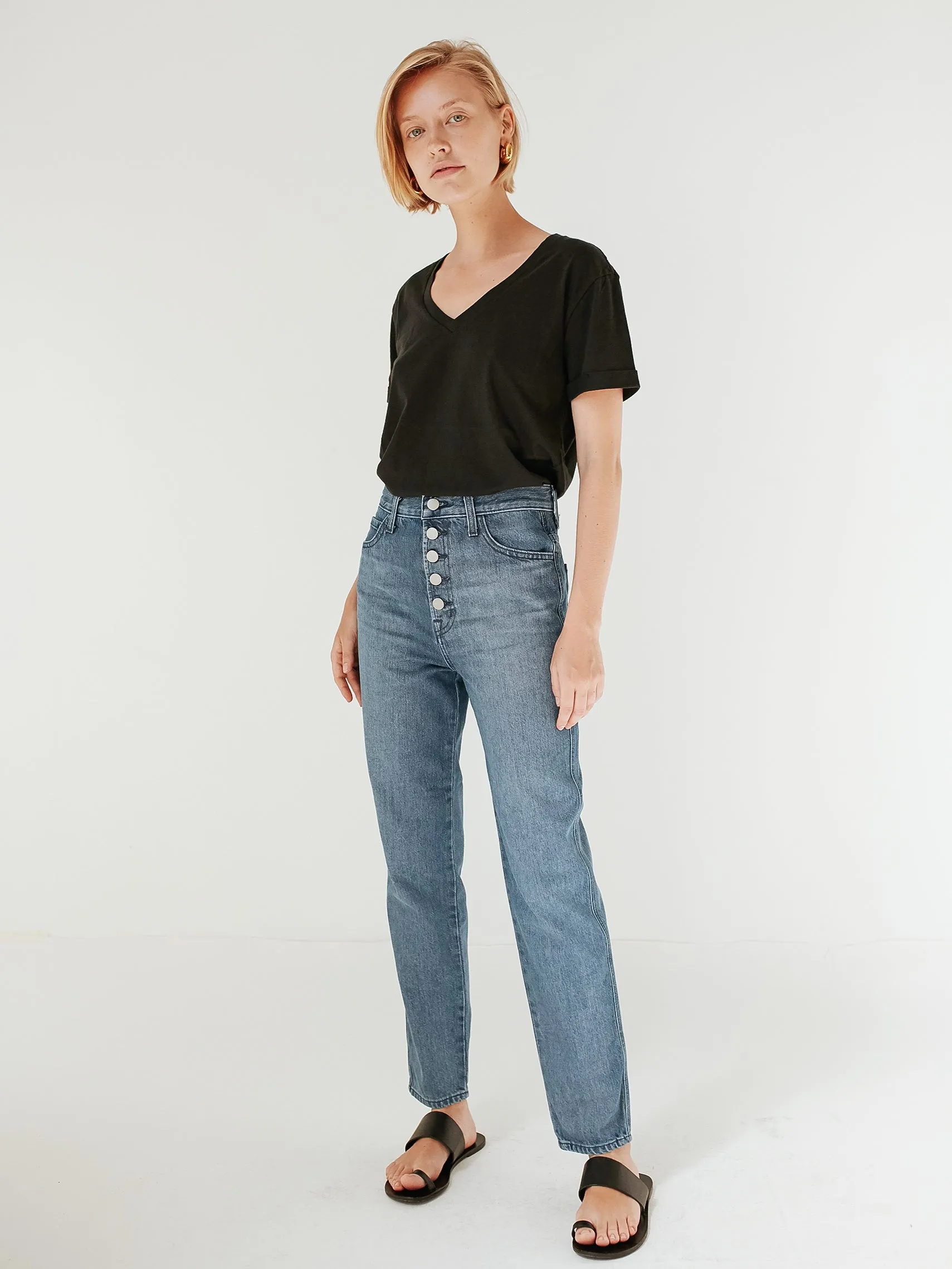 Heather Button Fly Jean