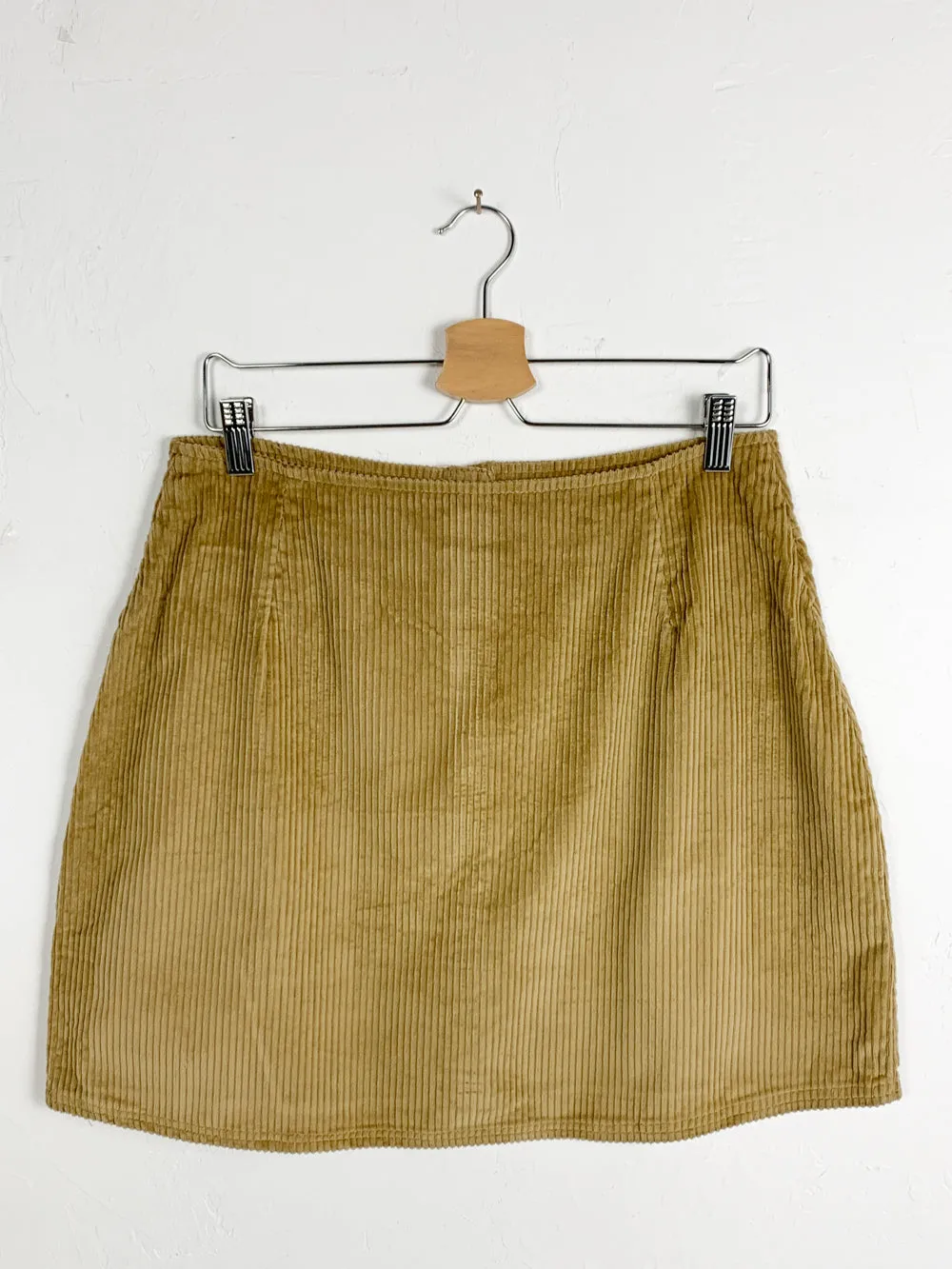 HWY290 Tan Corduroy Button Up Mini Skirt