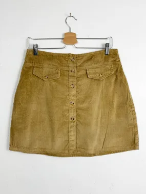 HWY290 Tan Corduroy Button Up Mini Skirt