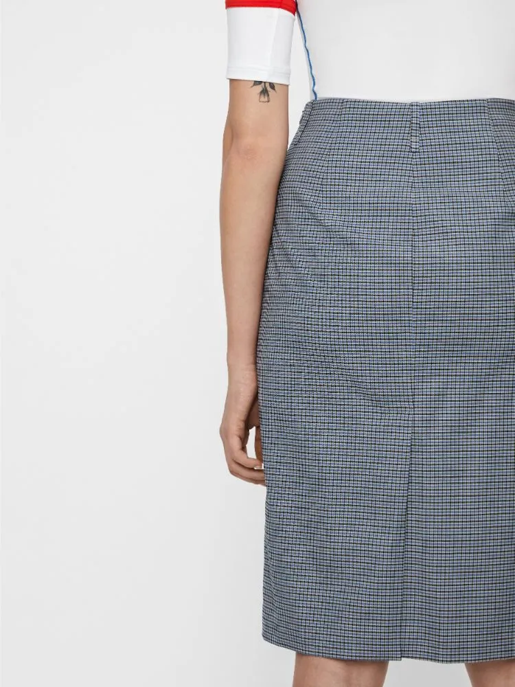 J.Lindeberg Womens Silva Microcheck Skirt - JL NAVY