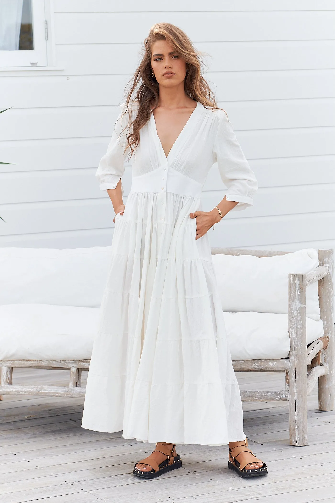 Karlie Maxi Dress  - White