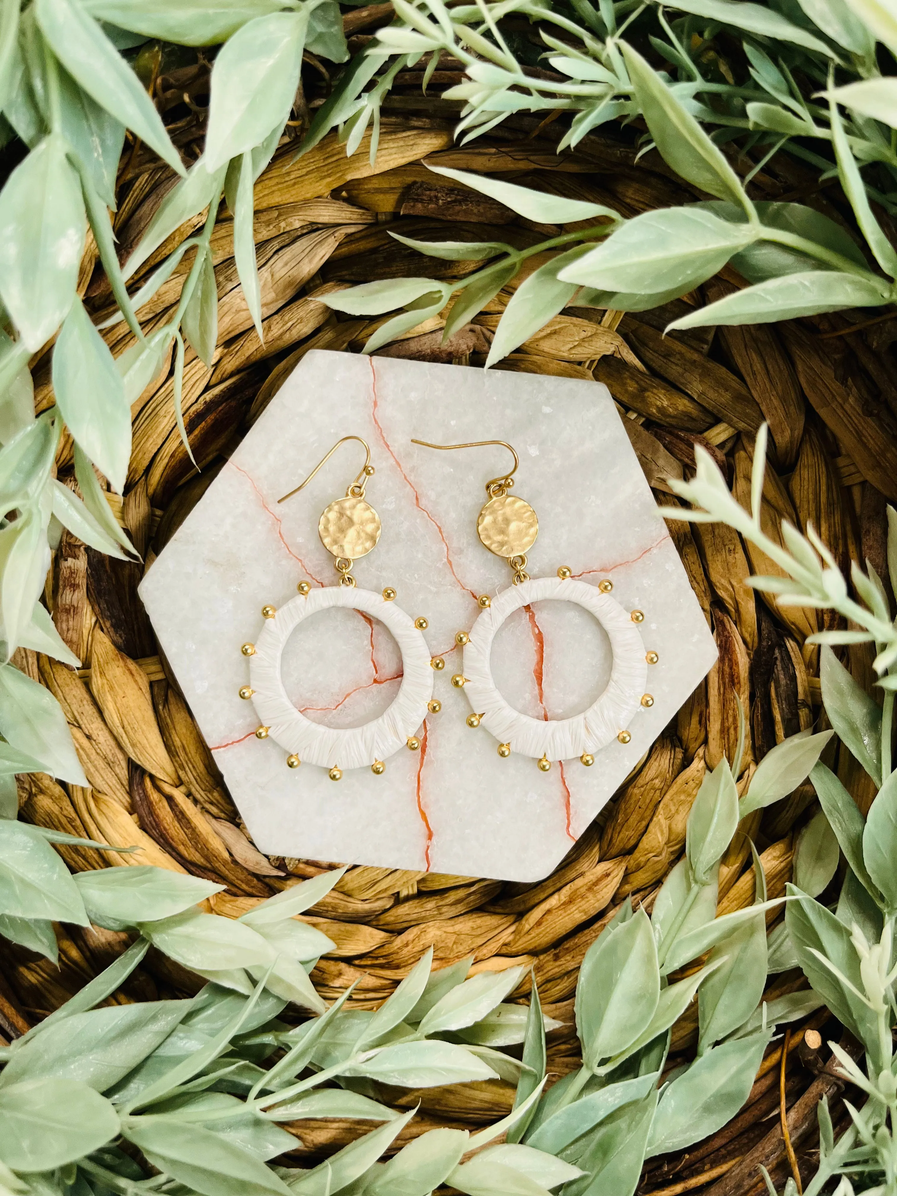 Katy Circle Earrings  White