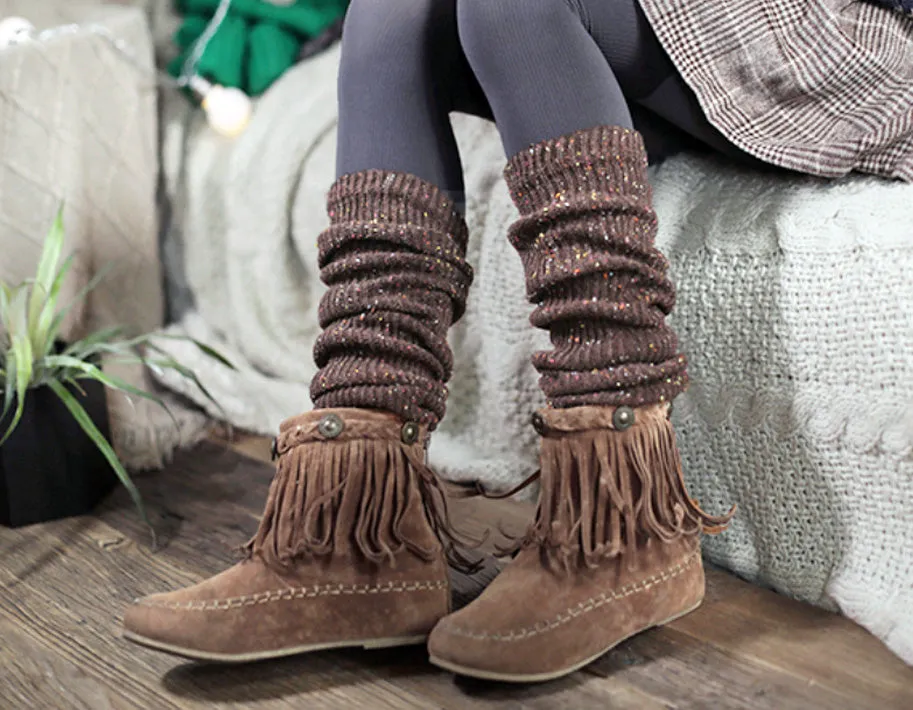 Leg Warmers | Knee-High Socks | Brown