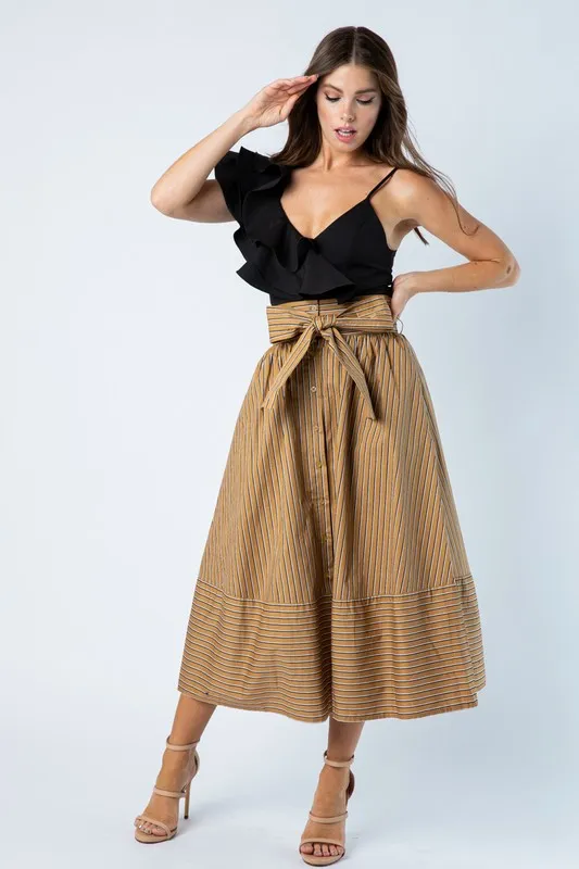 Let Me Go Striped Midi Skirt