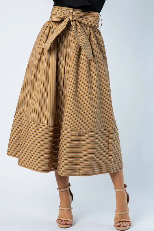 Let Me Go Striped Midi Skirt