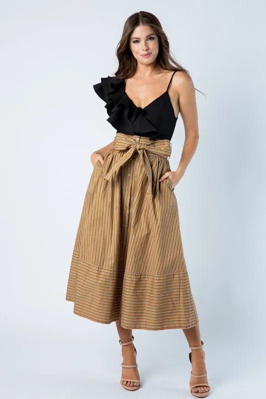 Let Me Go Striped Midi Skirt