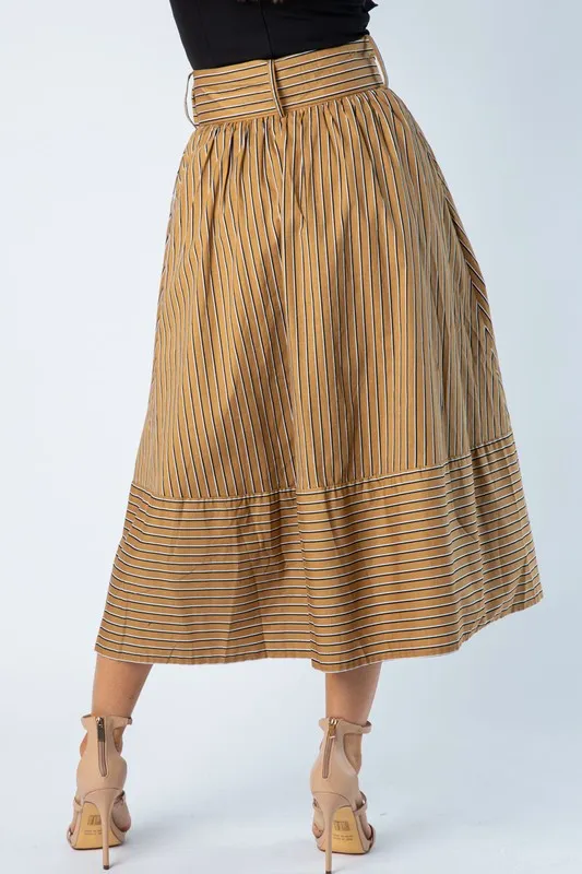 Let Me Go Striped Midi Skirt