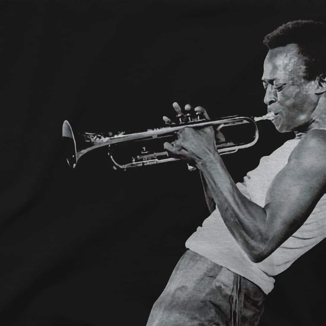 Miles Davis Playing His Trumpet Artwork T-Shirt