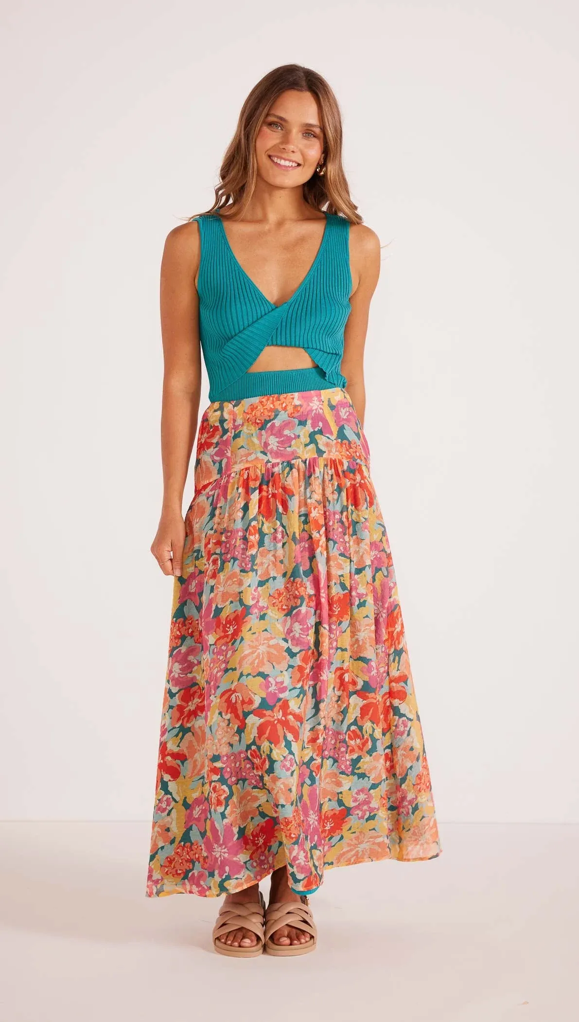 MinkPink Valla Midi Skirt - Pink Floral