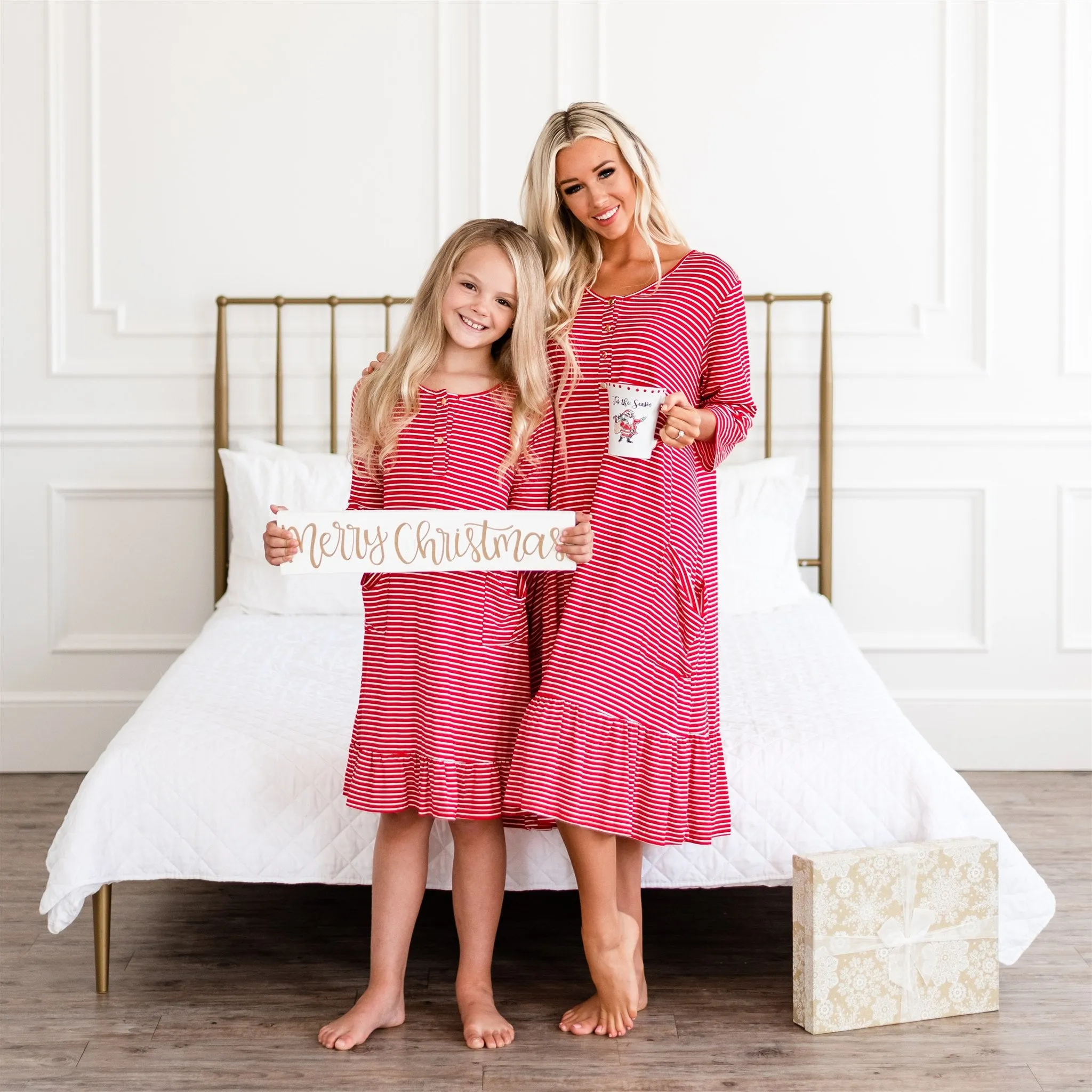 Mommy and Me Holiday House Dress: Girls' Red Stripe