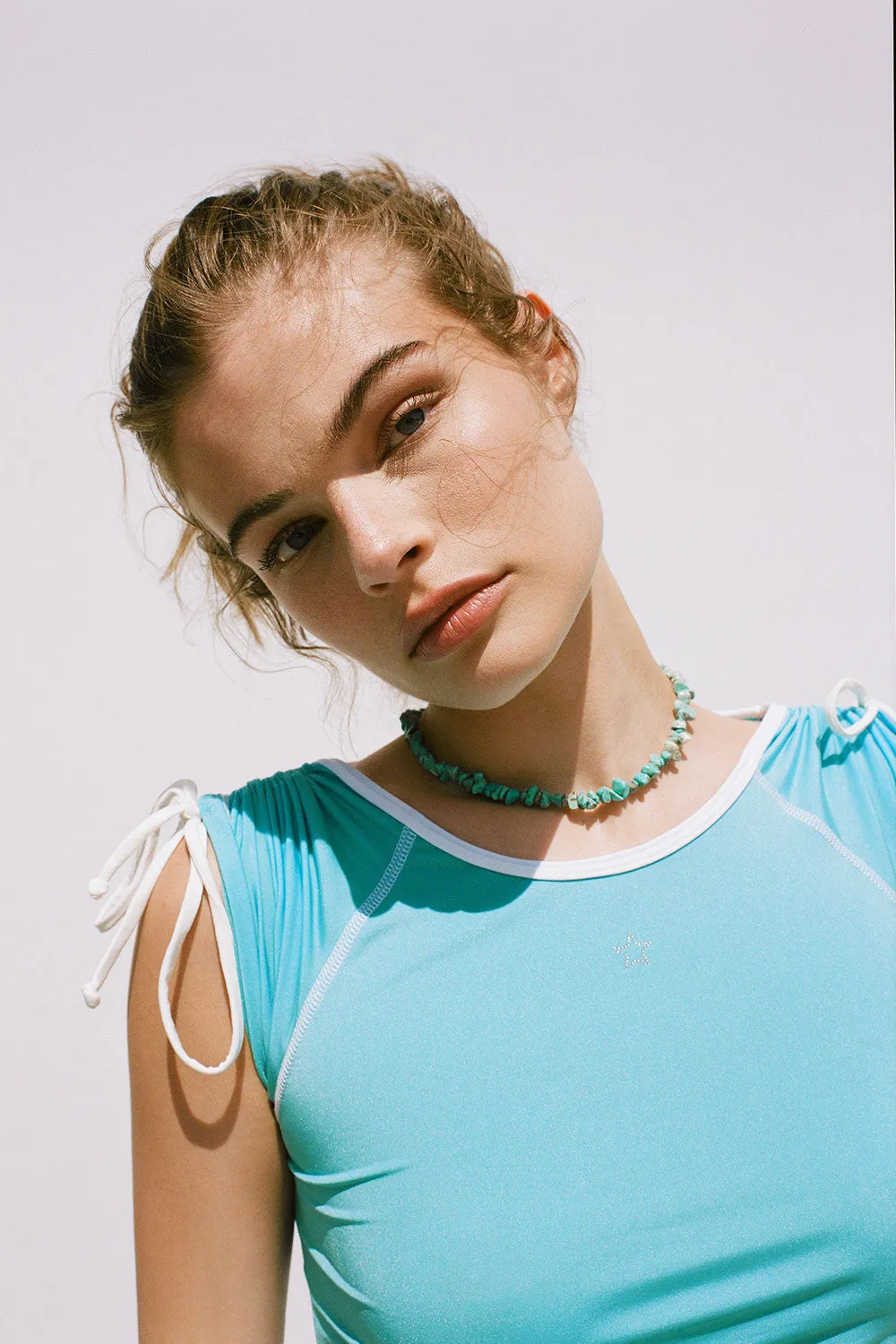 Myles Shine Crop Top - Aquamarine