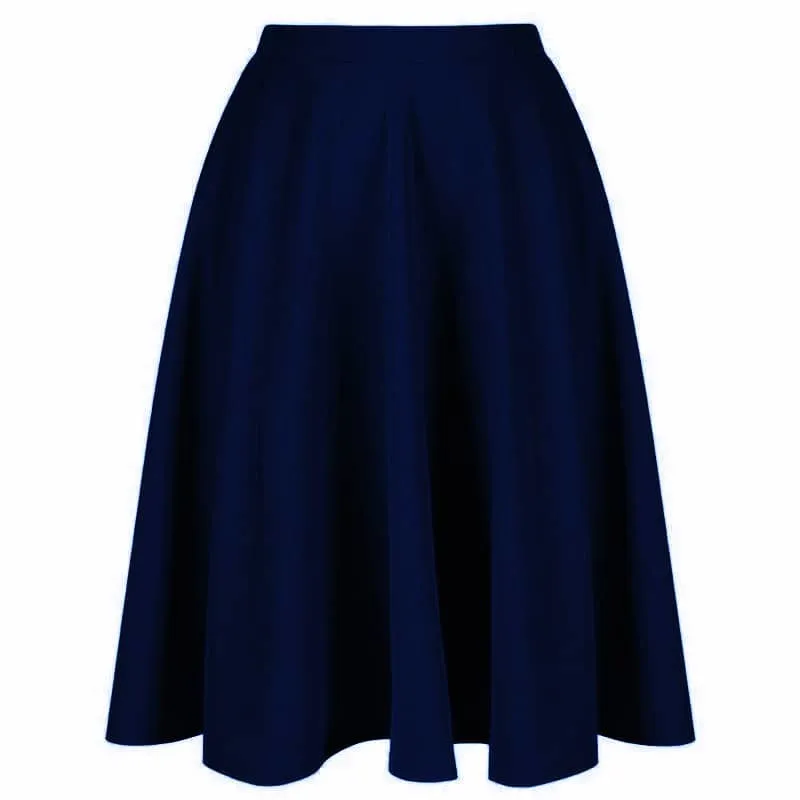 Navy Blue 1950s Vintage Rockabilly Swing Skirt