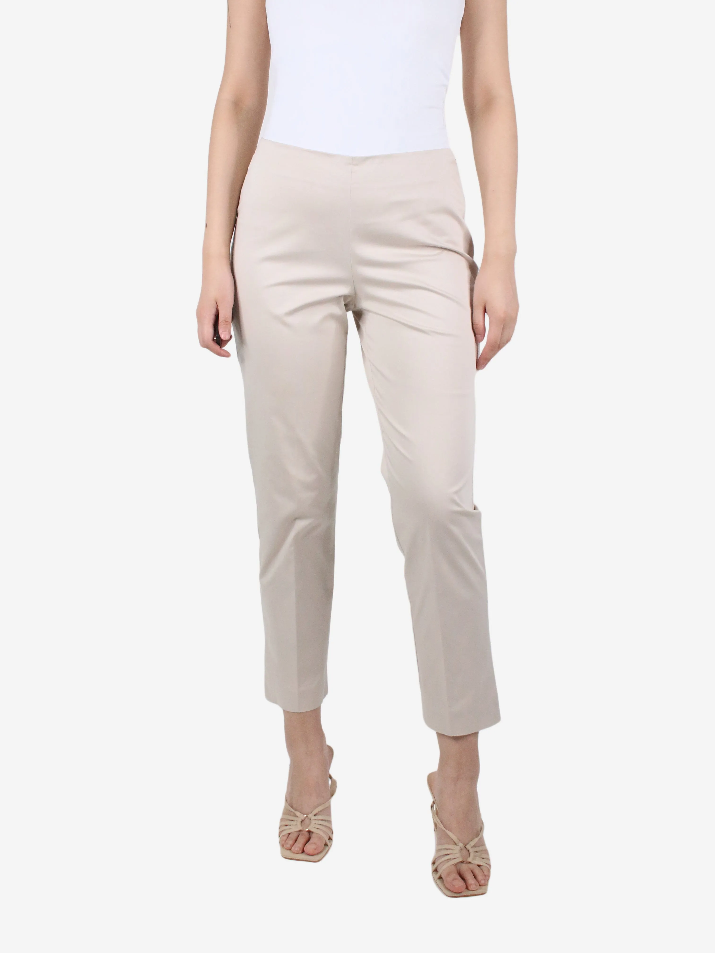 Neutral pleated trousers - size UK 12