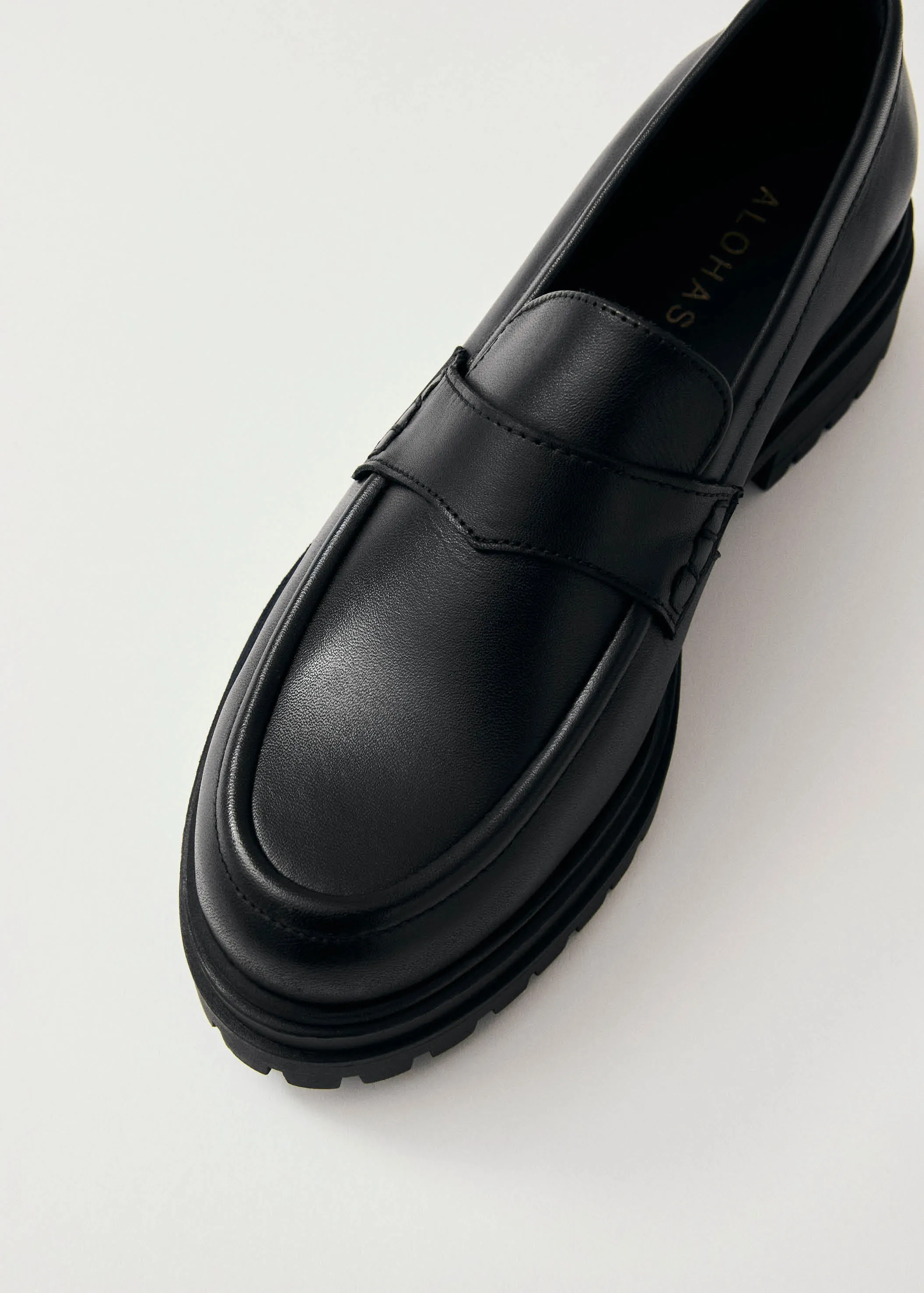 Obsidian Black Leather Loafers