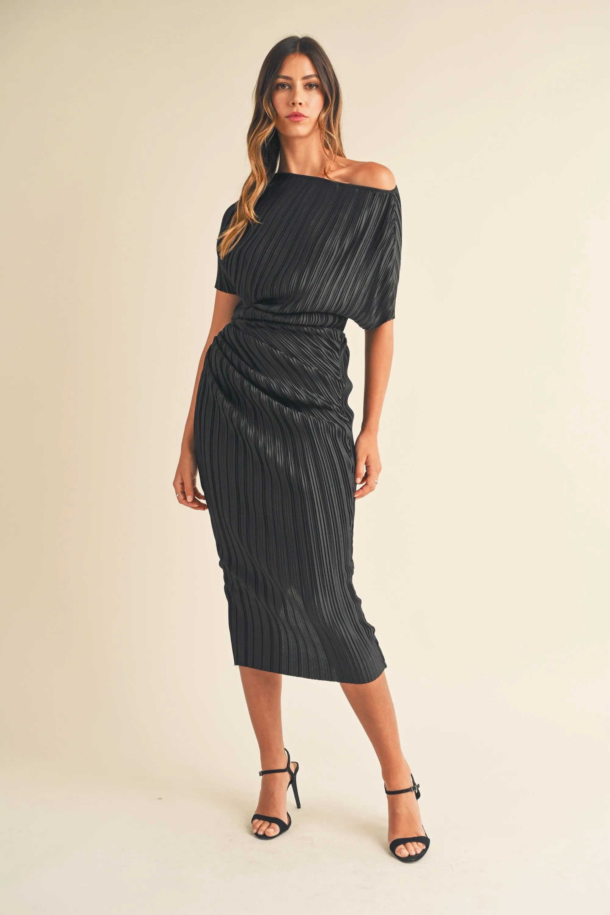 Pleated Midi Dress