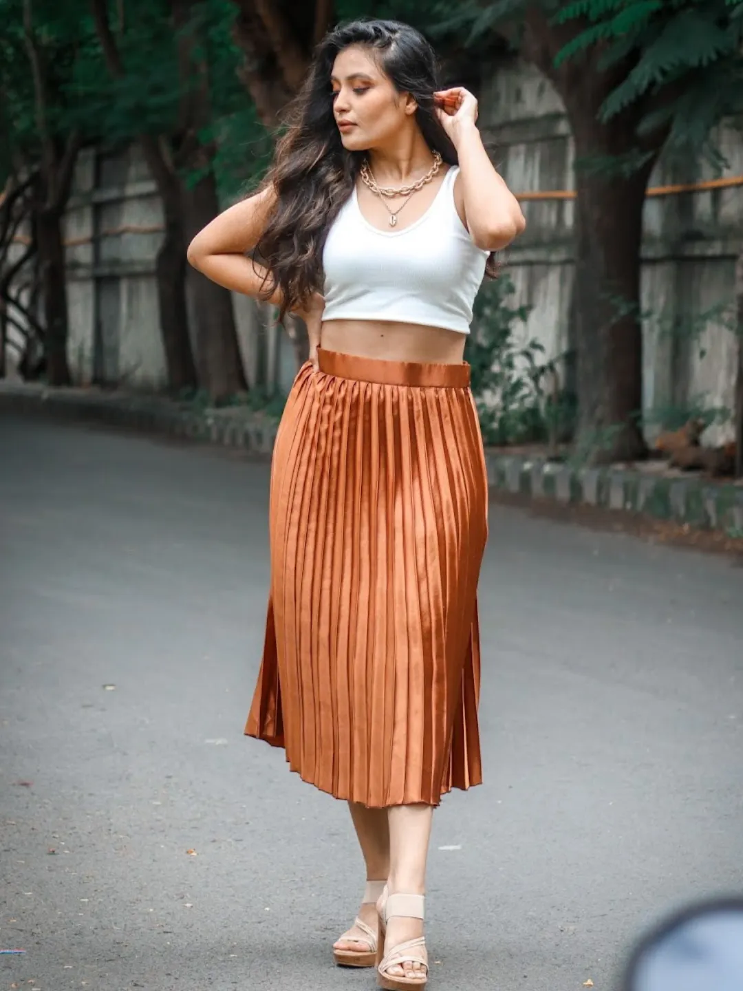 Pleated Midi Skirt