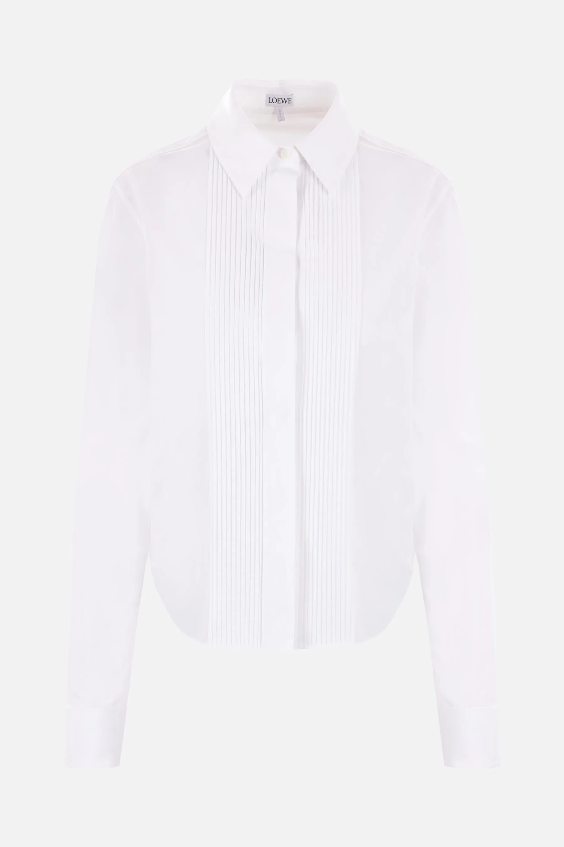 poplin shirt with pleated plastron