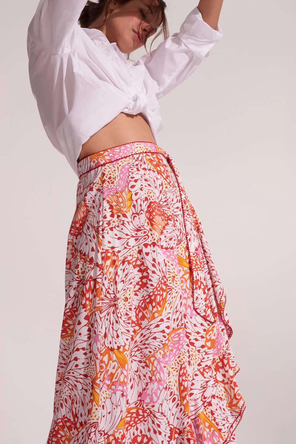 Poupette st Barth - Long Skirt Aude - Orange Ailes