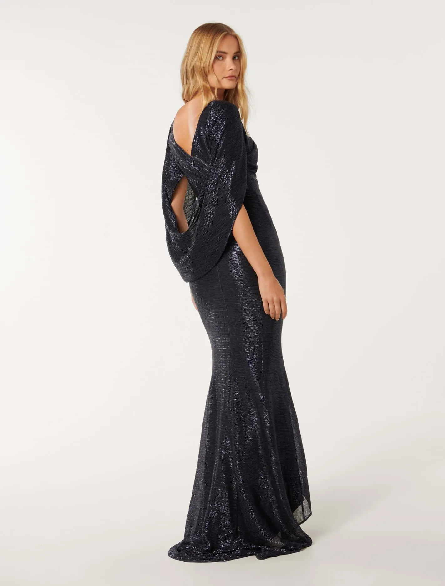 Rea Plisse Drape Back Dress