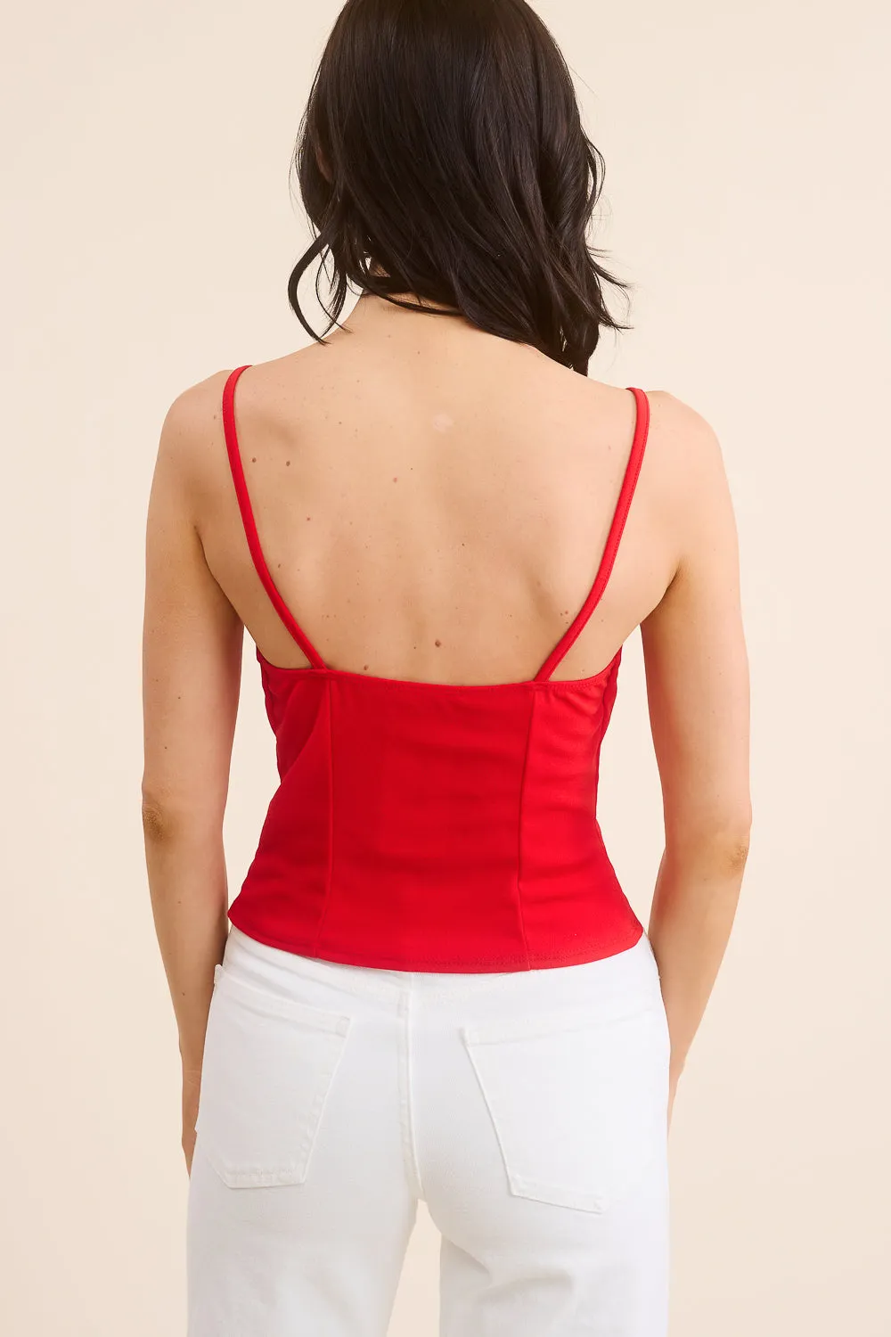 Red Button Front Tank Top