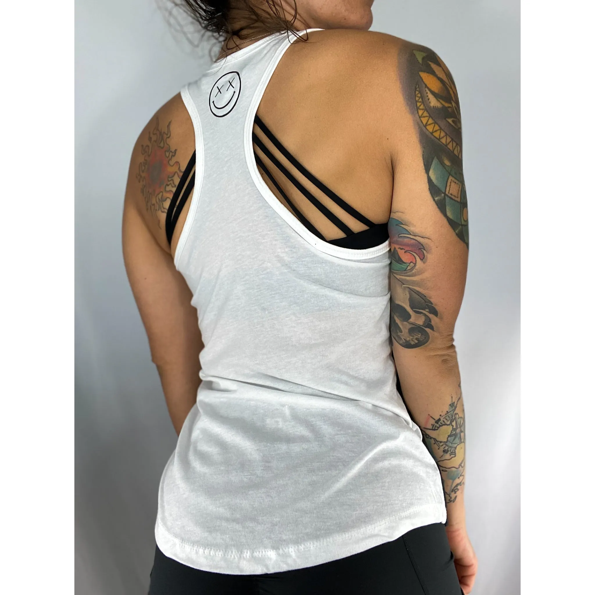 Salty Savage Ladies "Messy Bun" Two Tone Racerback Tank | Black/White