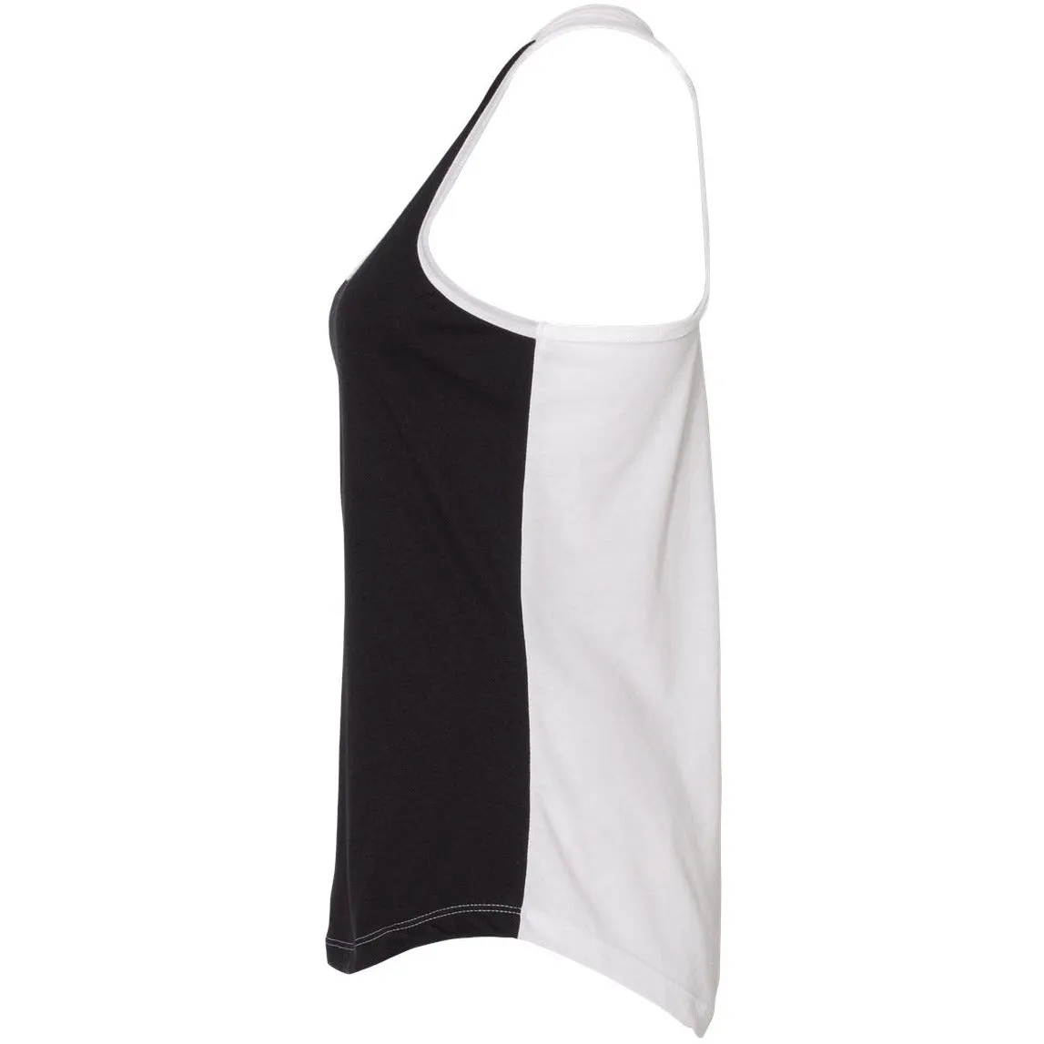 Salty Savage Ladies "Messy Bun" Two Tone Racerback Tank | Black/White