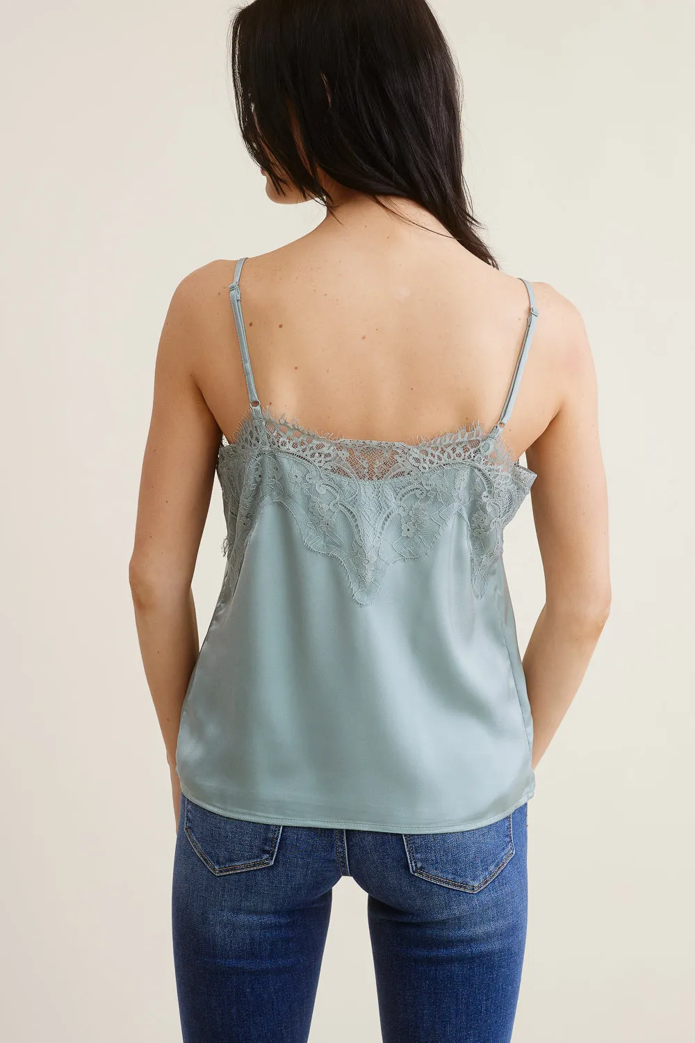 Slate Blue Silk Tank Top