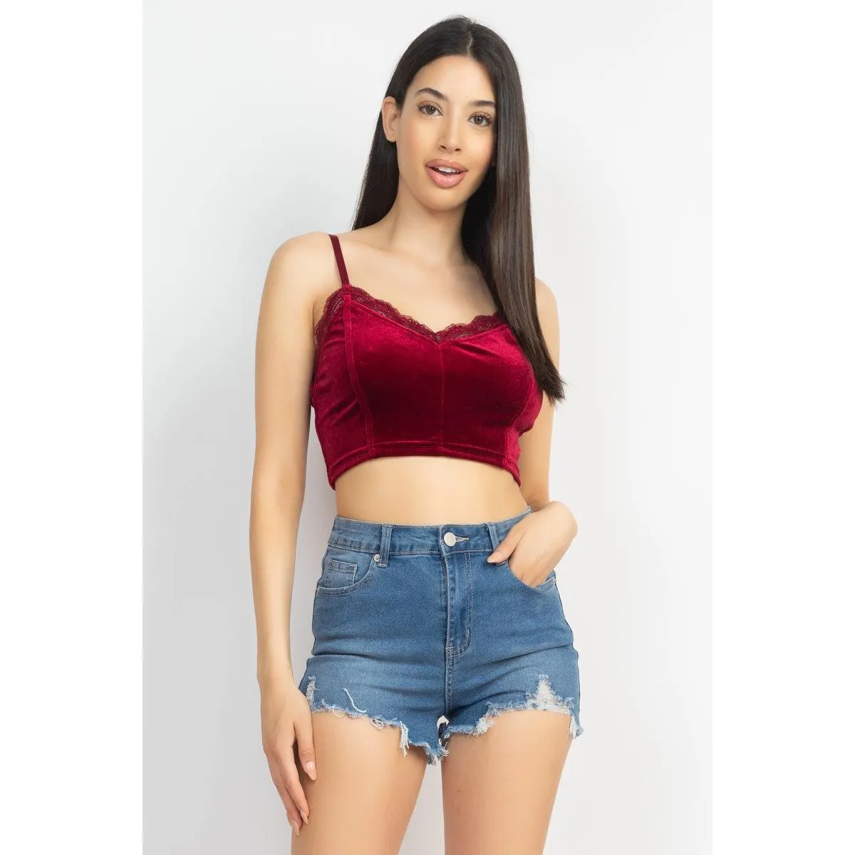 Sleeveless Corset Velvet Crop Top