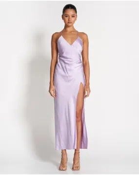 Sofia The Label Elle Silk Midi Dress - Lilac