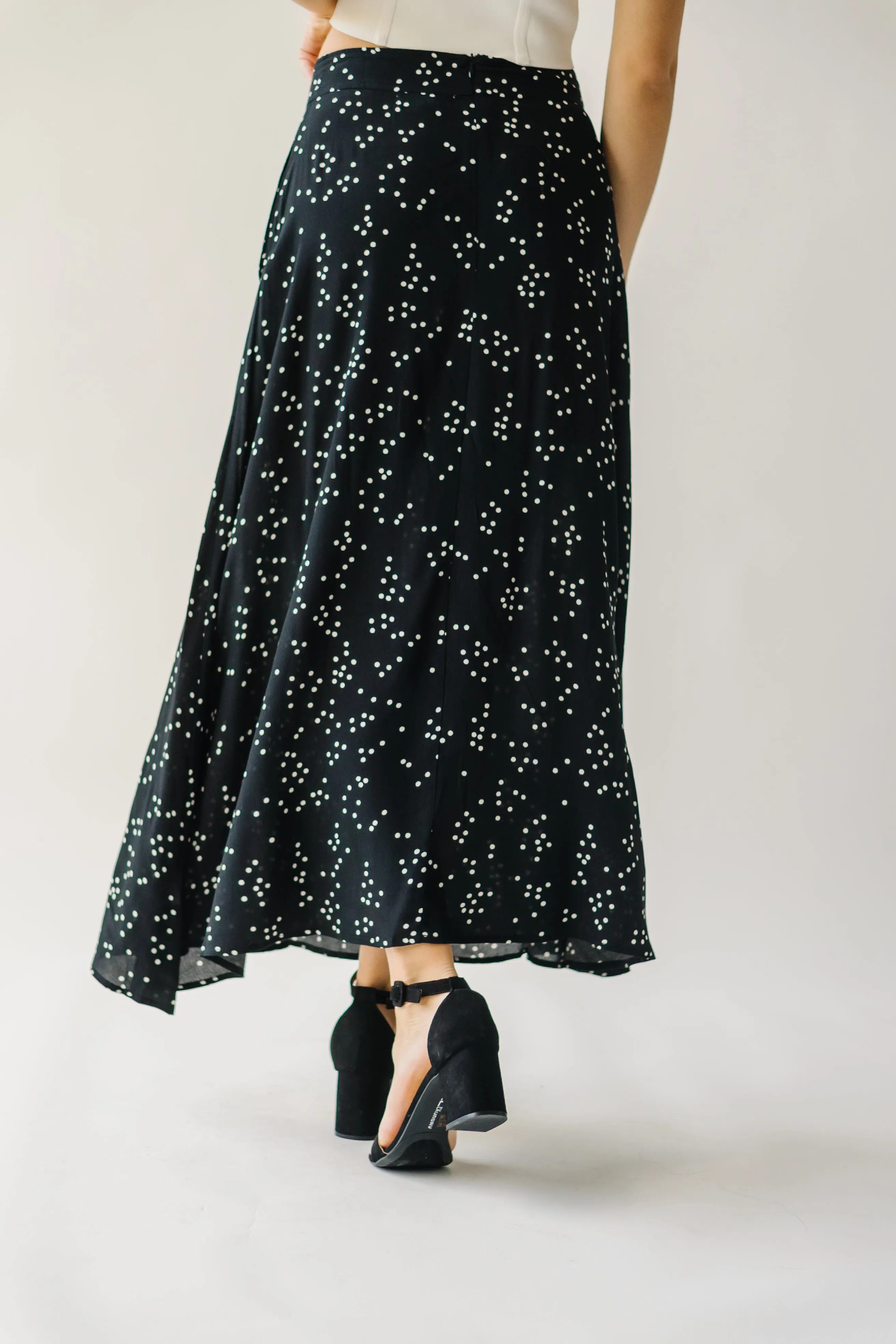 The Coburg Polka-Dot Midi Skirt in Black