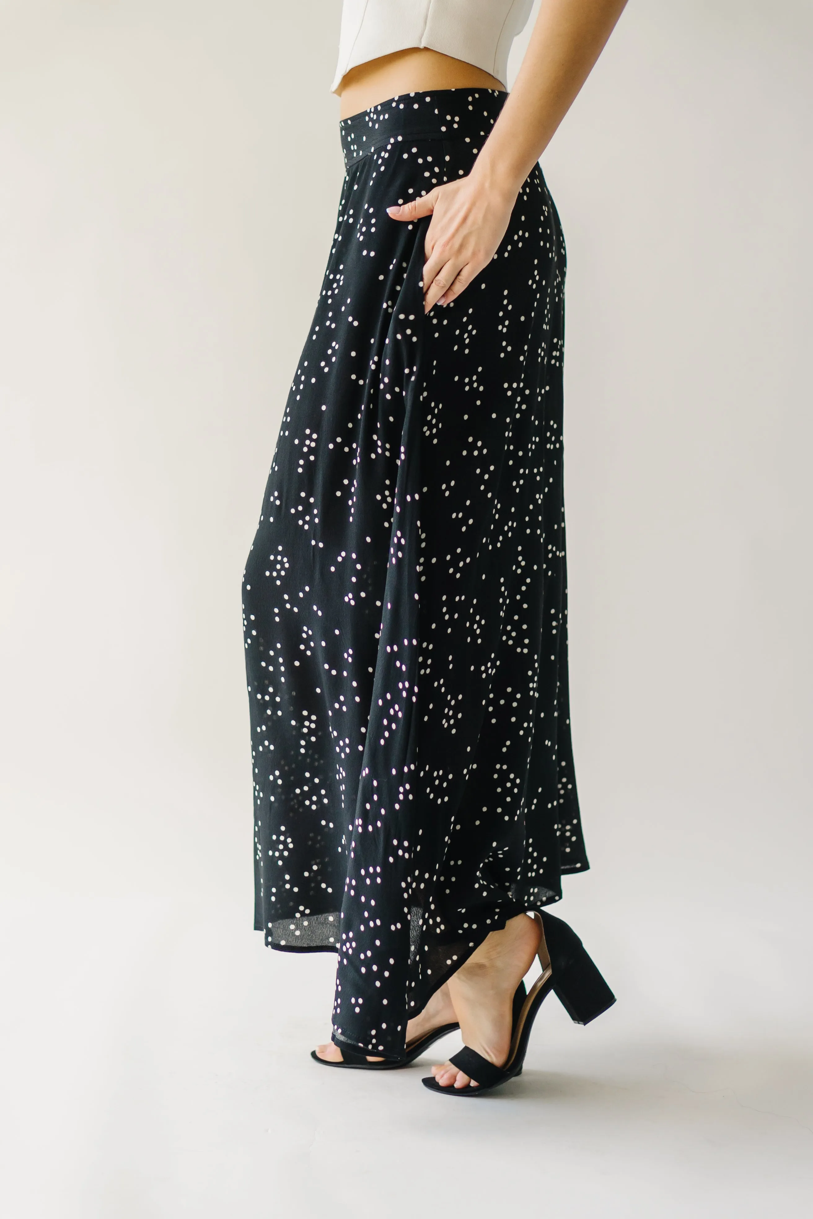 The Coburg Polka-Dot Midi Skirt in Black