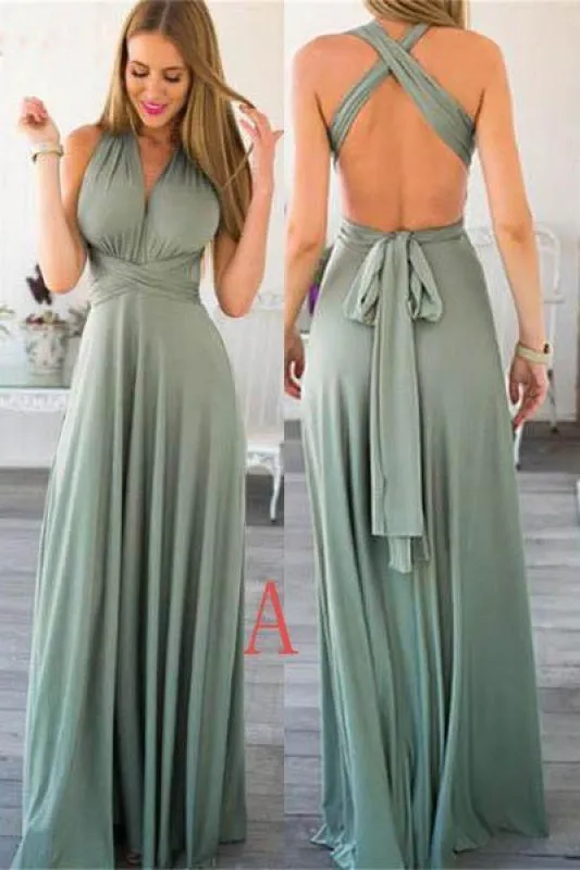 Unique Emerald Floor length Sleeveless Bridesmaid Dress