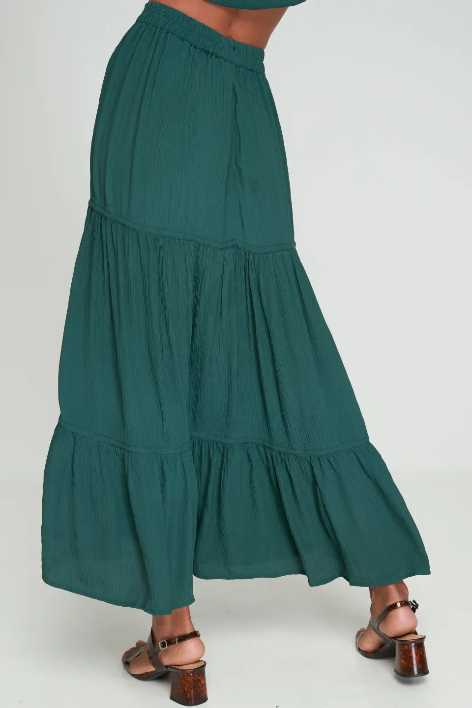 Victoria Basil Tiered Maxi Skirt