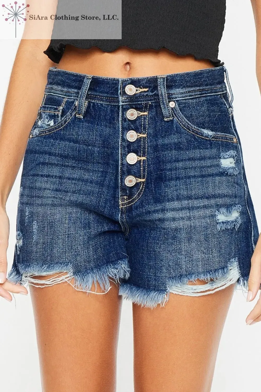 Women's Blue Jeans Shorts Raw Hem