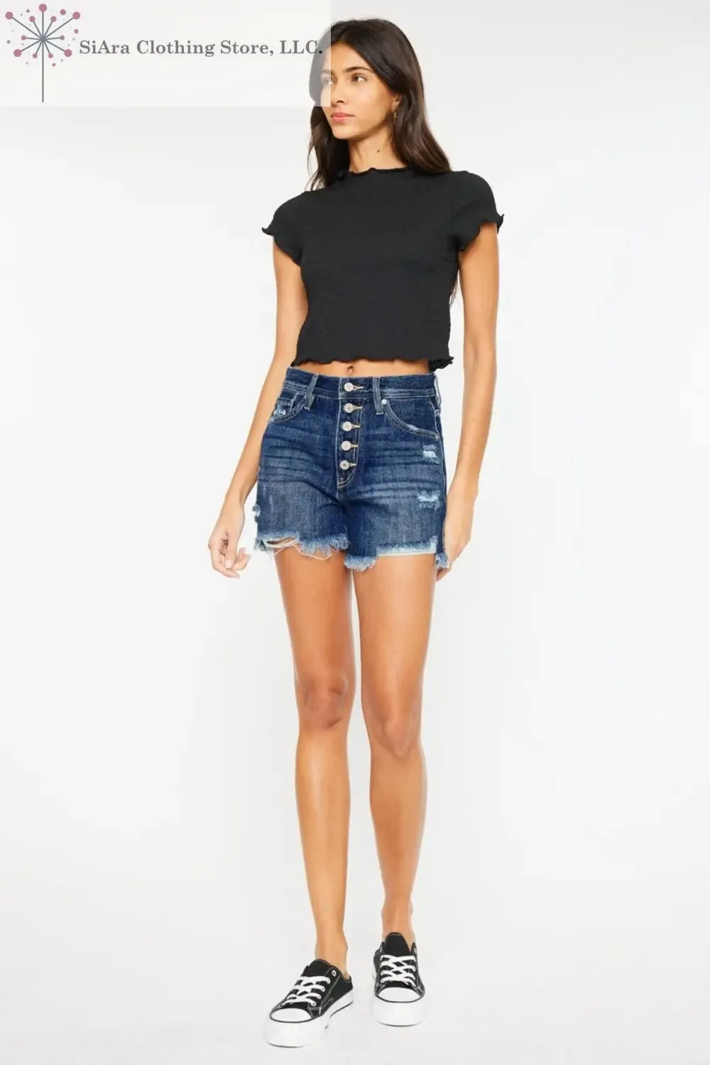 Women's Blue Jeans Shorts Raw Hem